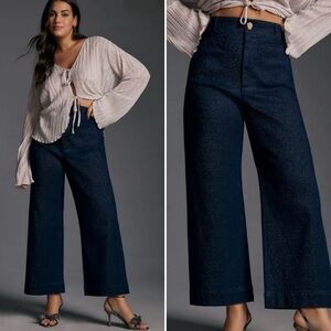 Maeve by Anthropologie The Colette Sparkle Denim Cropped Wide-Leg